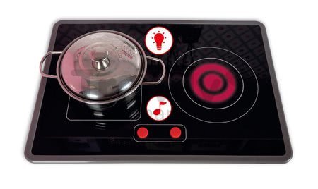 Drevená kuchynka Macaron Big Cooker Janod elektronická, so zvukom a svetlom a 15 doplnkami ružová
