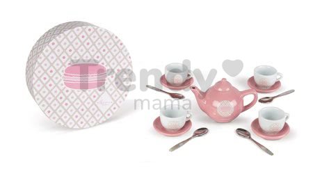Čajová súprava Macaron Tea Set Janod porcelánová v kufríku 14 dielov od 3 rokov