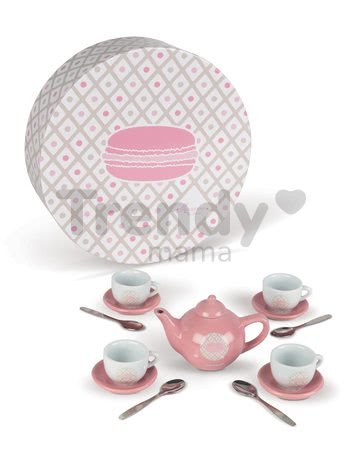 Čajová súprava Macaron Tea Set Janod porcelánová v kufríku 14 dielov od 3 rokov