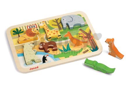 Drevené puzzle pre najmenších Zoo Chunky Janod 7 dielov od 18 mes