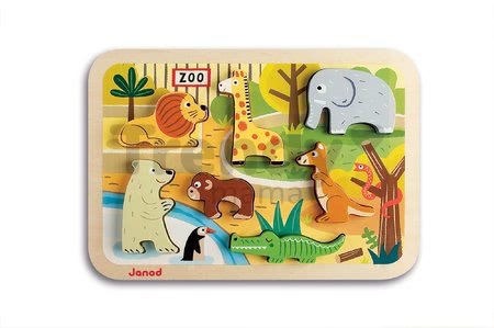Drevené puzzle pre najmenších Zoo Chunky Janod 7 dielov od 18 mes
