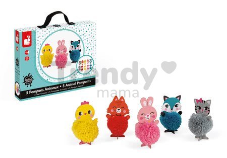 Zvieratká z vlny Pompoms Ateliér Janod Krúžok šikovných rúk od 6 rokov