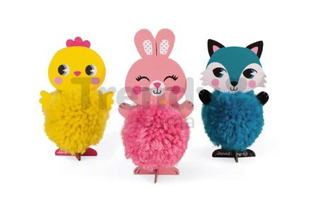 Zvieratká z vlny Pompoms Ateliér Janod Krúžok šikovných rúk od 6 rokov