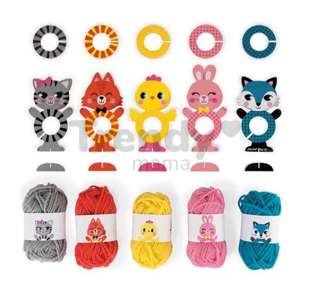 Zvieratká z vlny Pompoms Ateliér Janod Krúžok šikovných rúk od 6 rokov