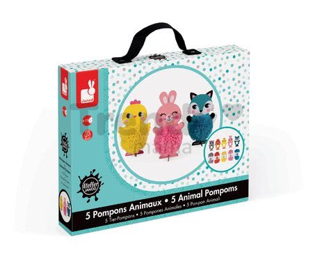 Zvieratká z vlny Pompoms Ateliér Janod Krúžok šikovných rúk od 6 rokov