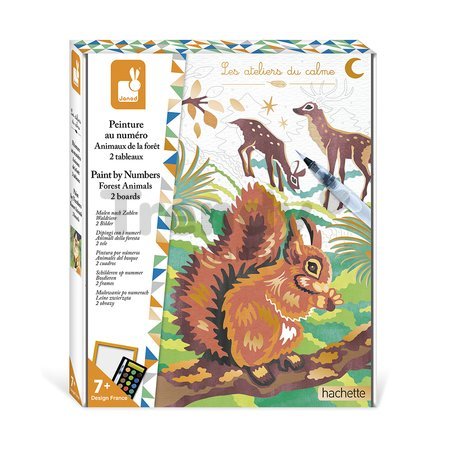 Maxi kreatívna sada Maľovanie s číslami Lesné zvieratká Paint by Numbers Watercolor Forest Animals Atelier Janod 2 obrázky od 7 rokov J07983