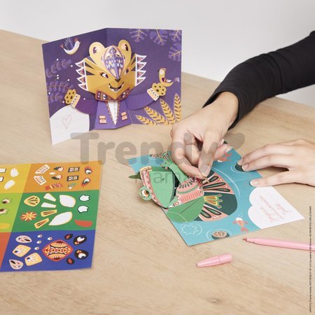 Mini kreatívna sada Pohľadnice so zvieratkami Origami Pop-Up Animal Cards Atelier Janod 6 kariet od 6 rokov J07987