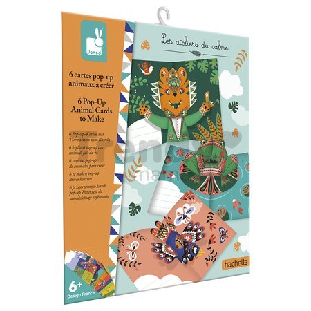 Mini kreatívna sada Pohľadnice so zvieratkami Origami Pop-Up Animal Cards Atelier Janod 6 kariet od 6 rokov J07987