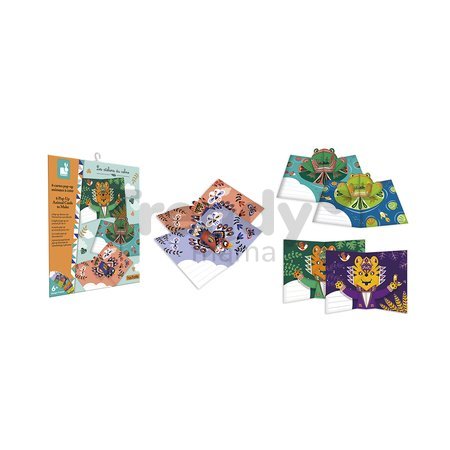 Mini kreatívna sada Pohľadnice so zvieratkami Origami Pop-Up Animal Cards Atelier Janod 6 kariet od 6 rokov J07987