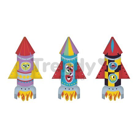 Mini kreatívna sada Rakety Origami Paper Rockets Atelier Janod papierové skladačky 5 kariet od 7 rokov J07988