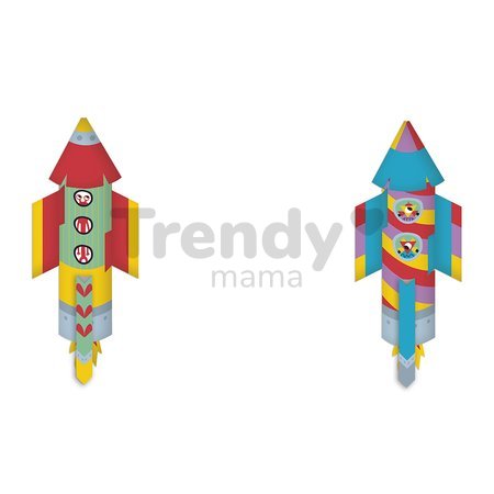 Mini kreatívna sada Rakety Origami Paper Rockets Atelier Janod papierové skladačky 5 kariet od 7 rokov J07988