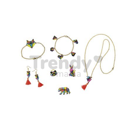 Sada na výrobu šperkov Geometrix Shrink Plastic Jewels Atelier Janod na výrobu 7 kusov šperkov od 8 rokov J07996
