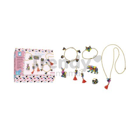 Sada na výrobu šperkov Geometrix Shrink Plastic Jewels Atelier Janod na výrobu 7 kusov šperkov od 8 rokov J07996
