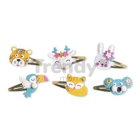 Sada na výrobu šperkov Sponky do vlasov Zvieratká Glittery Animal Hairclips Atelier Janod na výrobu 6 kusov šperkov od 6 rokov J07997