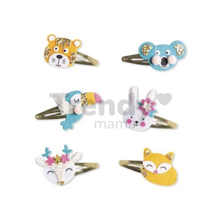 Sada na výrobu šperkov Sponky do vlasov Zvieratká Glittery Animal Hairclips Atelier Janod na výrobu 6 kusov šperkov od 6 rokov J07997