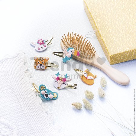 Sada na výrobu šperkov Sponky do vlasov Zvieratká Glittery Animal Hairclips Atelier Janod na výrobu 6 kusov šperkov od 6 rokov J07997