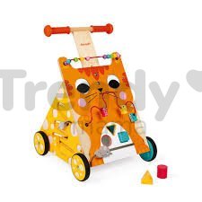 Drevené multifunkčné chodítko Mačka Multi-activities Cat Baby Walker Janod výškovo nastaviteľná rúčka od 12 mes J08005