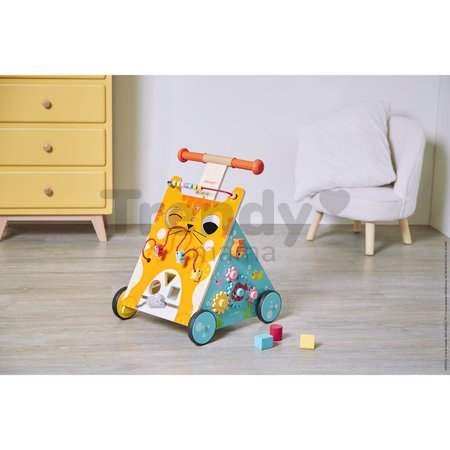 Drevené multifunkčné chodítko Mačka Multi-activities Cat Baby Walker Janod výškovo nastaviteľná rúčka od 12 mes J08005