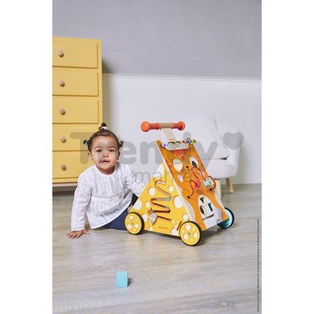 Drevené multifunkčné chodítko Mačka Multi-activities Cat Baby Walker Janod výškovo nastaviteľná rúčka od 12 mes J08005