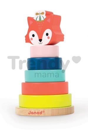Drevená pyramída líška Baby Forest Janod skladacia od 12 mes