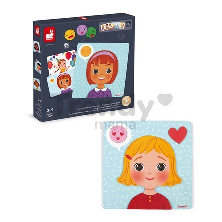Magnetická hra Emócie a pocity Emotions Magnetic Game Janod s predlohami 27 magnetiek od 24 mes J08038