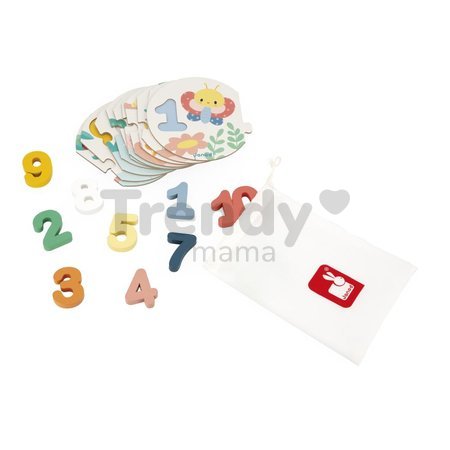 Drevené vkladacie puzzle Čísla Pure My First Numbers Puzzle Janod 10 dielov od 24 mes J08042