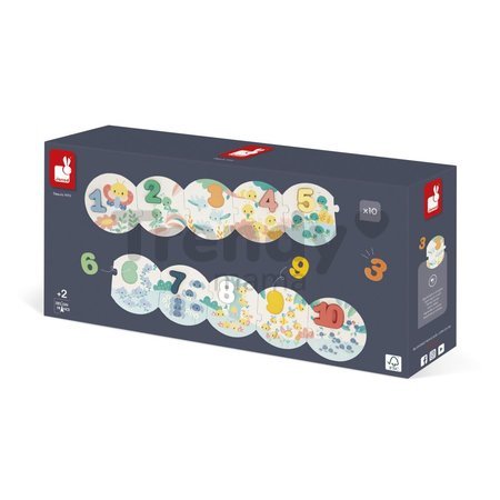 Drevené vkladacie puzzle Čísla Pure My First Numbers Puzzle Janod 10 dielov od 24 mes J08042