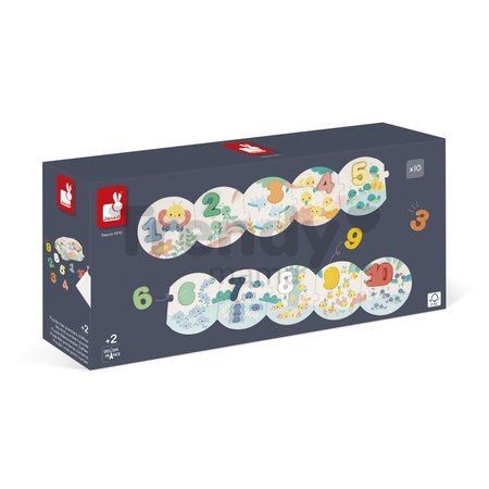 Drevené vkladacie puzzle Čísla Pure My First Numbers Puzzle Janod 10 dielov od 24 mes J08042