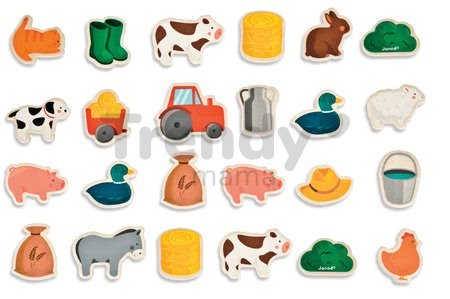 Drevené magnetky Farm Magnets Janod od 24 mes