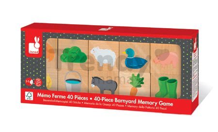 Dřevěné pexeso Barnyard Memory Game Janod 40 dílů od 24 měsíců
