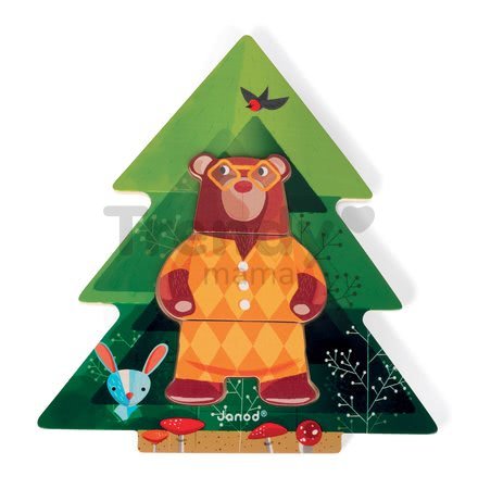 Drevené puzzle Medveď v pyžame Zigolos Janod 18 dielov od 24 mes