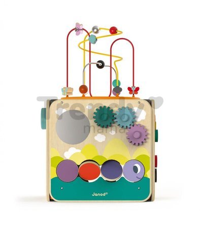 Drevená didaktická kocka s labyrintom Multi-activity Looping Toy Janod multifunkčná od 18 mes
