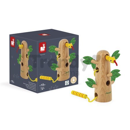 Drevená prevliekačka Had a strom Tropical Lace-Up Tree Tropik Janod od 18 mes J08265