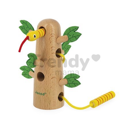Drevená prevliekačka Had a strom Tropical Lace-Up Tree Tropik Janod od 18 mes J08265
