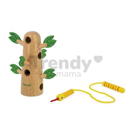 Drevená prevliekačka Had a strom Tropical Lace-Up Tree Tropik Janod od 18 mes J08265