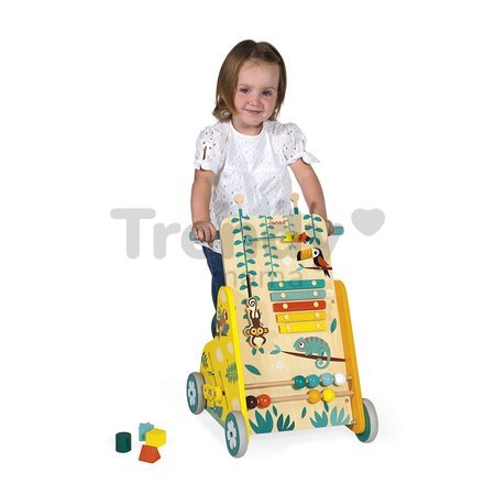 Drevené multifunkčné chodítko Multi-activity Trolley Tropik Janod od 12 mes J08269