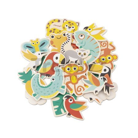 Drevené magnetky Tropické zvieratá Tropical Magnets Set Tropik Janod 24 kusov od 24 mes J08274