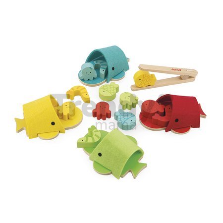 Didaktická hračka na triedenie Montessori Veľryby Whales Colour Matching Game Janod od 24 mes J08276