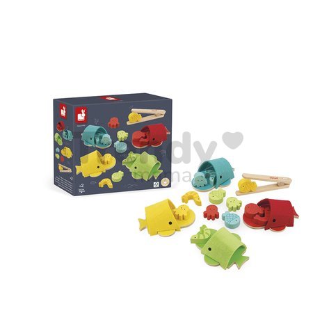 Didaktická hračka na triedenie Montessori Veľryby Whales Colour Matching Game Janod od 24 mes J08276