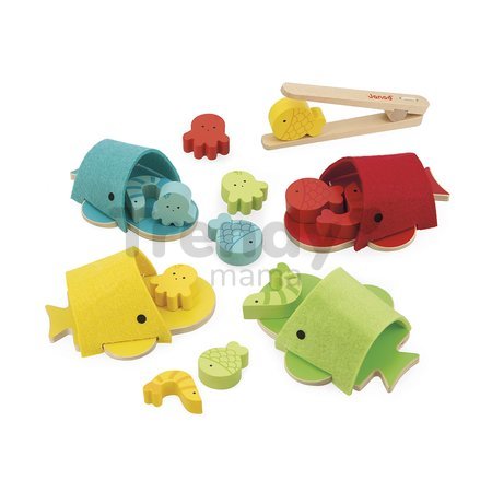 Didaktická hračka na triedenie Montessori Veľryby Whales Colour Matching Game Janod od 24 mes J08276