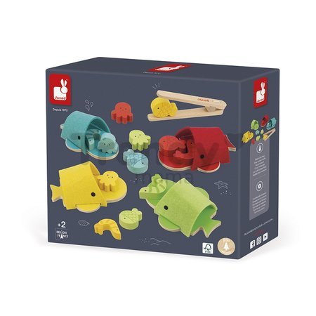 Didaktická hračka na triedenie Montessori Veľryby Whales Colour Matching Game Janod od 24 mes J08276
