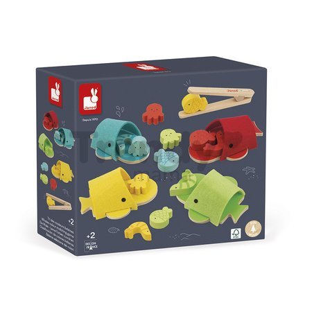 Didaktická hračka na triedenie Montessori Veľryby Whales Colour Matching Game Janod od 24 mes J08276