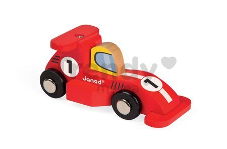 Drevené auto Formula 1 Story Racing Janod červené/strieborné