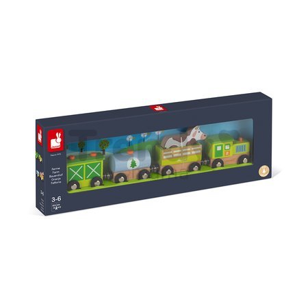 Drevený vláčik Farma Story Farm Train Janod 5 dielov od 24 mes J08578