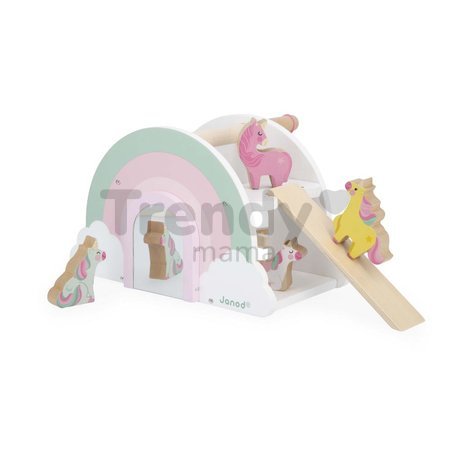 Drevený domček pre jednorožce Unicorn House Janod 5 doplnkov J08591