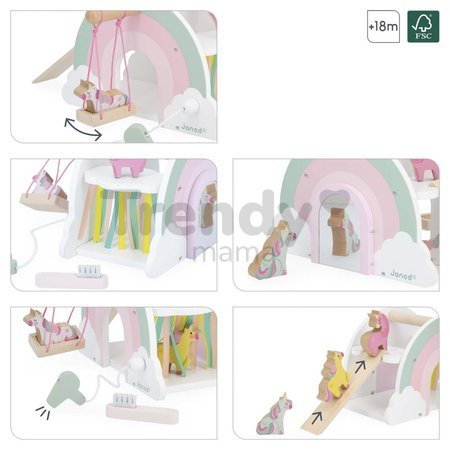 Drevený domček pre jednorožce Unicorn House Janod 5 doplnkov J08591