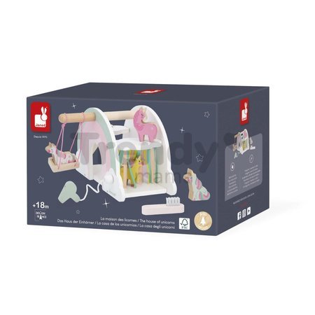 Drevený domček pre jednorožce Unicorn House Janod 5 doplnkov J08591
