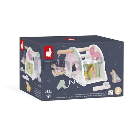 Drevený domček pre jednorožce Unicorn House Janod 5 doplnkov J08591
