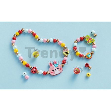 Sada na výrobu šperkov Drevené korálky Kvetinová záhrada Wooden Jewellery Flower Garden Atelier Janod na výrobu 4 kusov od 4 rokov J09130
