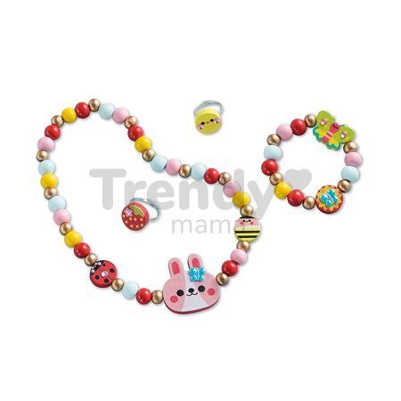 Sada na výrobu šperkov Drevené korálky Kvetinová záhrada Wooden Jewellery Flower Garden Atelier Janod na výrobu 4 kusov od 4 rokov J09130